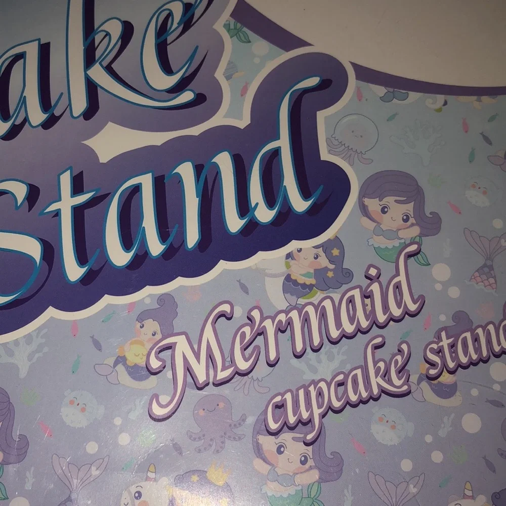 3 Tier Mermaid Cupcake Birthday Stand Purple Blue‎ Multi Colored